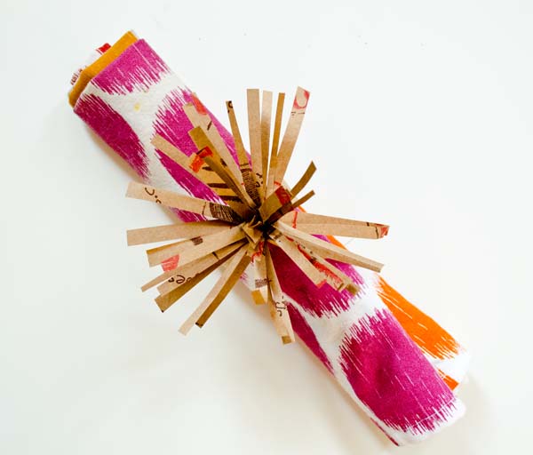 Make a napkin ring out of a Trader Joe's Bag! ::  www.happinessiscreating.com
